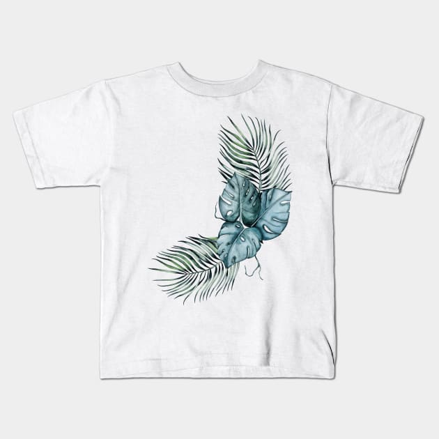 Vintage Havana Monstera Palm Leaf Pattern Kids T-Shirt by crazycanonmom